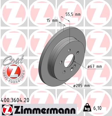 ZIMMERMANN ZIM400.3604.20 féktárcsa