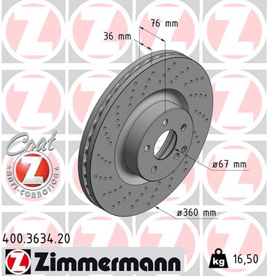 ZIMMERMANN ZIM400.3634.20 féktárcsa