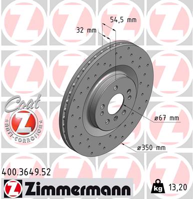 ZIMMERMANN 400.3649.52 Féktárcsa