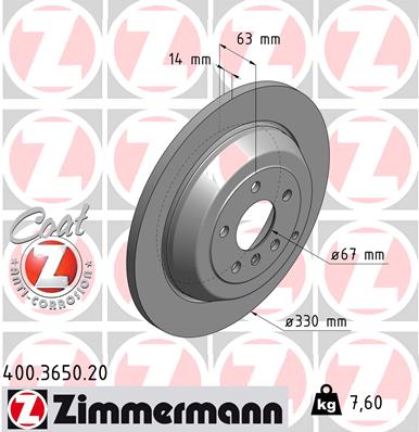 ZIMMERMANN 400.3650.20 Féktárcsa