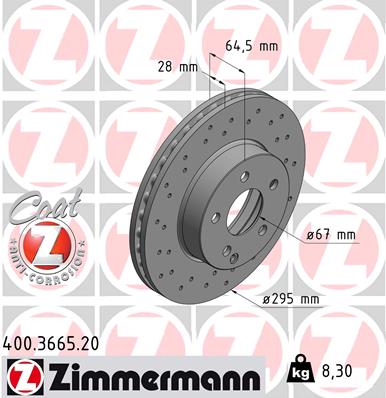 ZIMMERMANN ZIM400.3665.20 féktárcsa