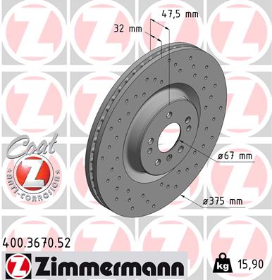 ZIMMERMANN ZIM400.3670.52 féktárcsa