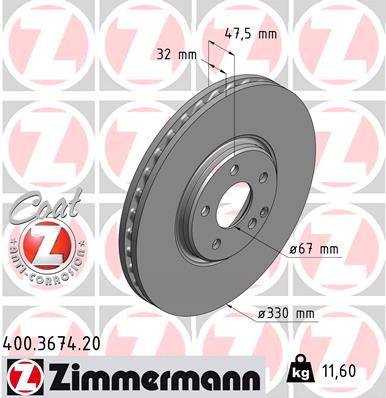 ZIMMERMANN ZIM400.3674.20 féktárcsa