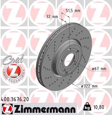 ZIMMERMANN ZIM400.3676.20 féktárcsa