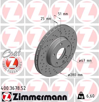 ZIMMERMANN 394259 400.3678.52 - Féktárcsa