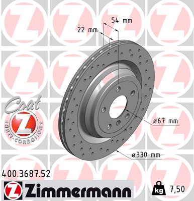 ZIMMERMANN ZIM400.3687.52 féktárcsa