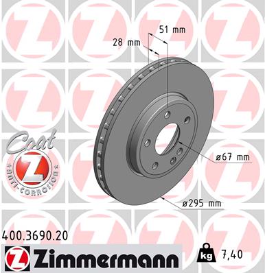 ZIMMERMANN ZIM400.3690.20 féktárcsa