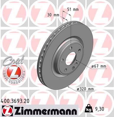 ZIMMERMANN ZIM400.3693.20 féktárcsa