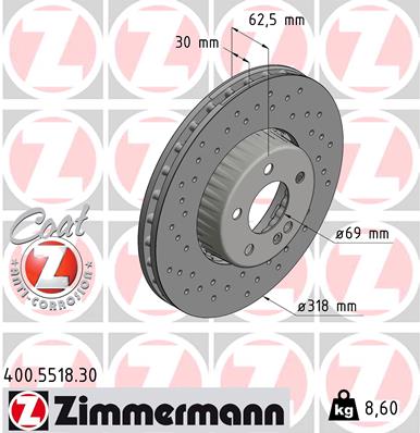 ZIMMERMANN 286455 400.5518.30 - Féktárcsa