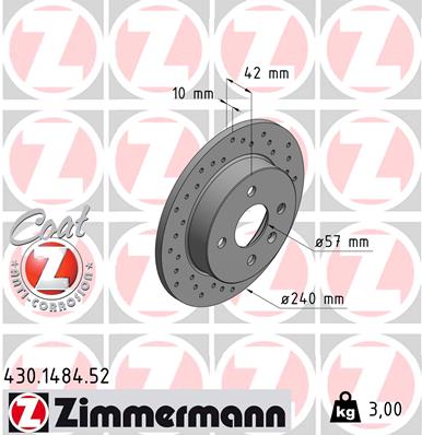 ZIMMERMANN ZIM430.1484.52 féktárcsa