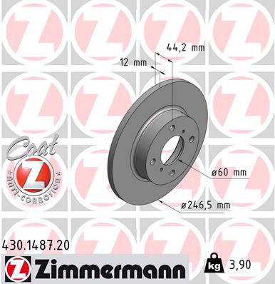 ZIMMERMANN ZIM430.1487.20 féktárcsa