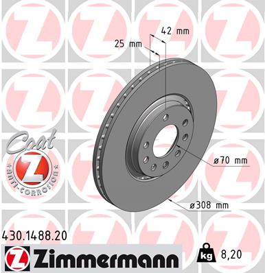 ZIMMERMANN 430.1488.20 Féktárcsa