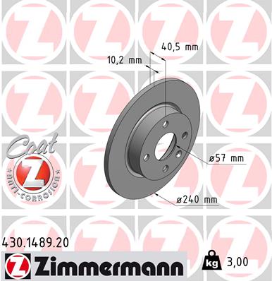 ZIMMERMANN ZIM430.1489.20 féktárcsa