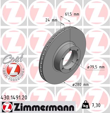 ZIMMERMANN ZIM430.1491.20 féktárcsa