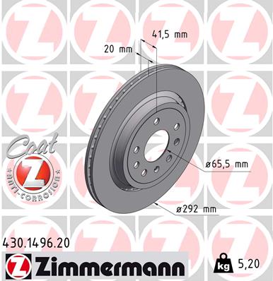 ZIMMERMANN 430.1496.20 Féktárcsa