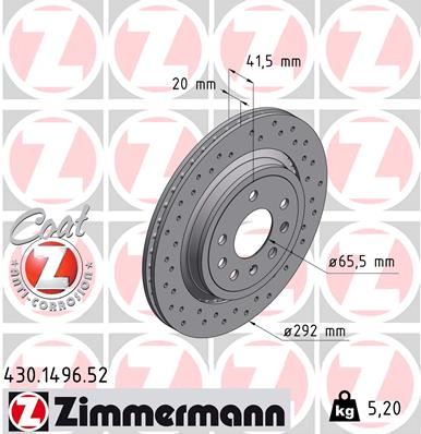 ZIMMERMANN 430.1496.52 Féktárcsa