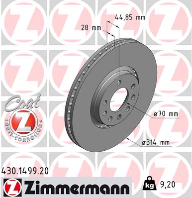 ZIMMERMANN ZIM430.1499.20 Féktárcsa