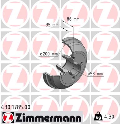 ZIMMERMANN 430.1785.00 Fékdob