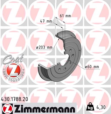 ZIMMERMANN ZIM430.1788.20 fékdob