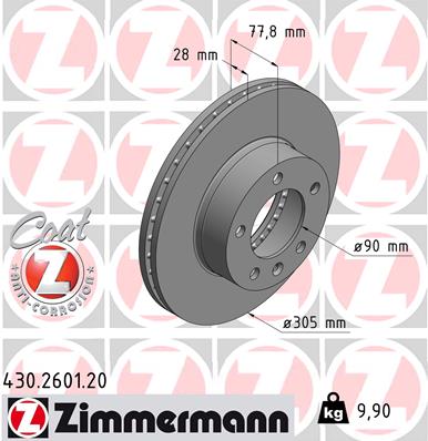 ZIMMERMANN ZIM430.2601.20 féktárcsa