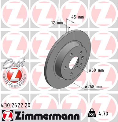 ZIMMERMANN 430.2622.20 Féktárcsa