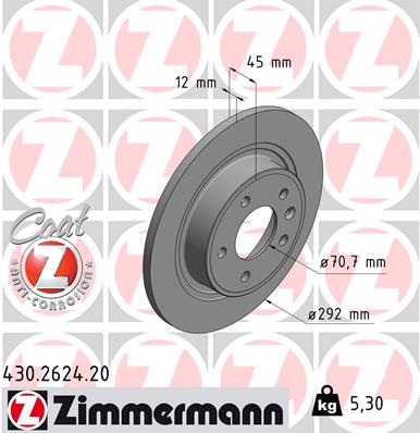 ZIMMERMANN ZIM430.2624.20 féktárcsa