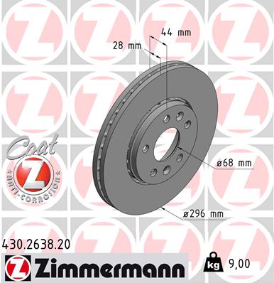 ZIMMERMANN 430.2638.20 Féktárcsa