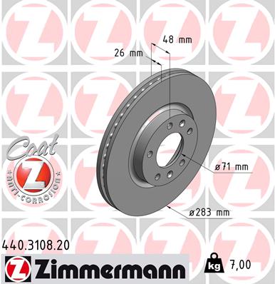 ZIMMERMANN ZIM440.3108.20 féktárcsa