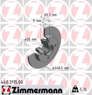 ZIMMERMANN ZIM440.3115.00 féktárcsa