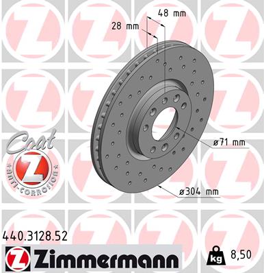 ZIMMERMANN 410728 440.3128.52 - Féktárcsa