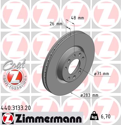 ZIMMERMANN ZIM440.3133.20 féktárcsa