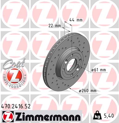 ZIMMERMANN ZIM470.2416.52 féktárcsa