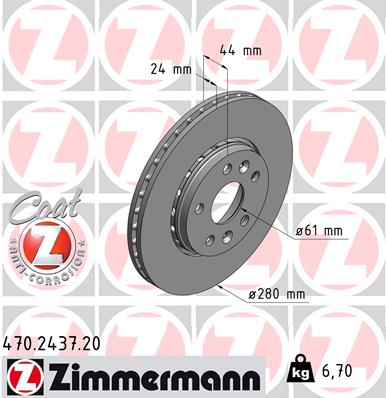 ZIMMERMANN ZIM470.2437.20 féktárcsa