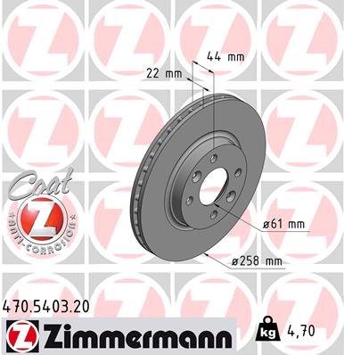 ZIMMERMANN 470.5403.20 Féktárcsa