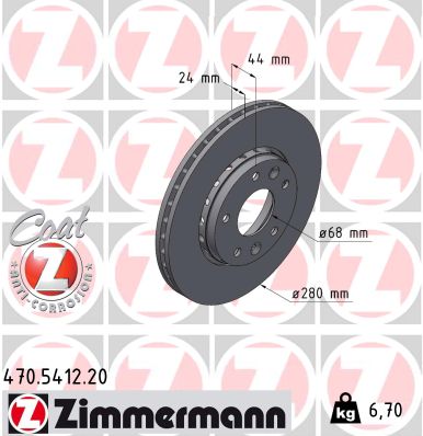 ZIMMERMANN ZIM470.5412.20 féktárcsa