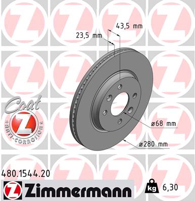 ZIMMERMANN ZIM480.1544.20 féktárcsa