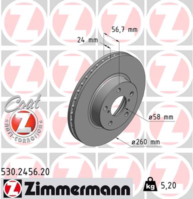 ZIMMERMANN ZIM530.2456.20 féktárcsa