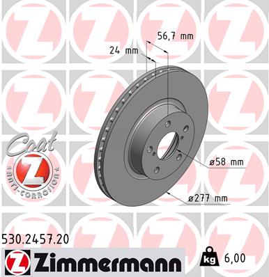 ZIMMERMANN 530.2457.20 Féktárcsa