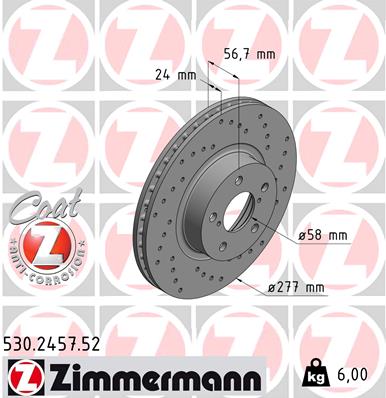 ZIMMERMANN ZIM530.2457.52 féktárcsa