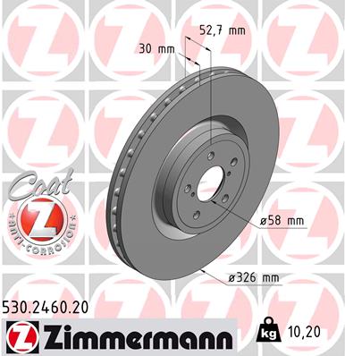 ZIMMERMANN ZIM530.2460.20 féktárcsa