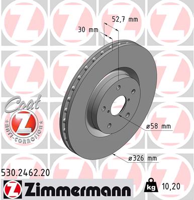 ZIMMERMANN ZIM530.2462.20 féktárcsa