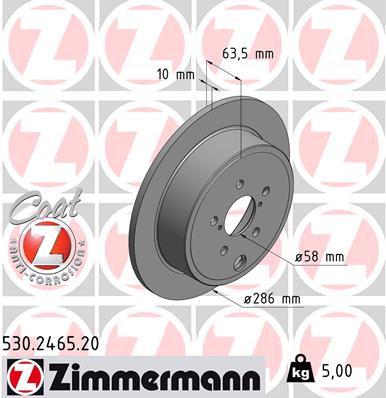 ZIMMERMANN 530.2465.20 Féktárcsa