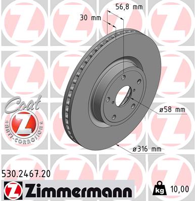 ZIMMERMANN ZIM530.2467.20 féktárcsa