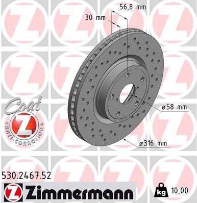 ZIMMERMANN ZIM530.2467.52 féktárcsa