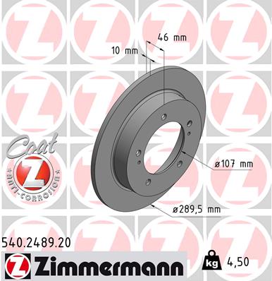 ZIMMERMANN ZIM540.2489.20 féktárcsa