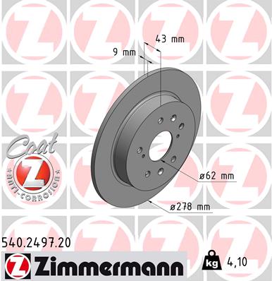 ZIMMERMANN ZIM540.2497.20 féktárcsa