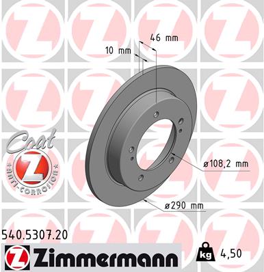 ZIMMERMANN ZIM540.5307.20 féktárcsa