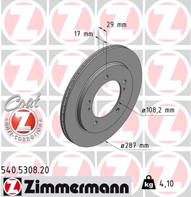 ZIMMERMANN ZIM540.5308.20 féktárcsa