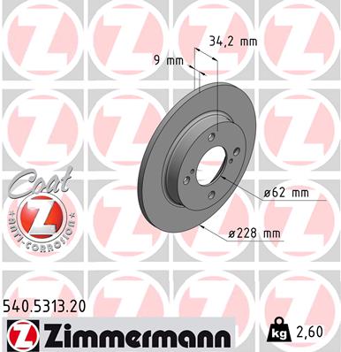 ZIMMERMANN ZIM540.5313.20 féktárcsa