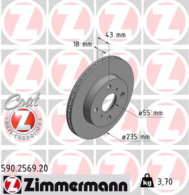 ZIMMERMANN ZIM590.2569.20 féktárcsa